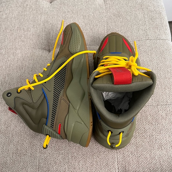 PUMA Rs-x Mid C Militia Wtr 'Green Red Yellow Training Sneaker Size 4.5 Youth - Picture 4 of 8